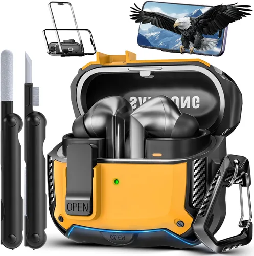 Miniatura 10 de Lock Fit Diseñado para Samsung Galaxy Buds3 FE (2025) / Buds3 Pro (2024) / Funda Buds 3 (2024), con kit de limpieza Cuerpo completo Resistente a