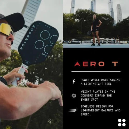 Miniatura 8 de Holbrook Paleta de pickleball sin bordes de la serie Aero: Aprobado por USAPA, superficie de fibra de carbono, núcleo de polipropileno de espuma