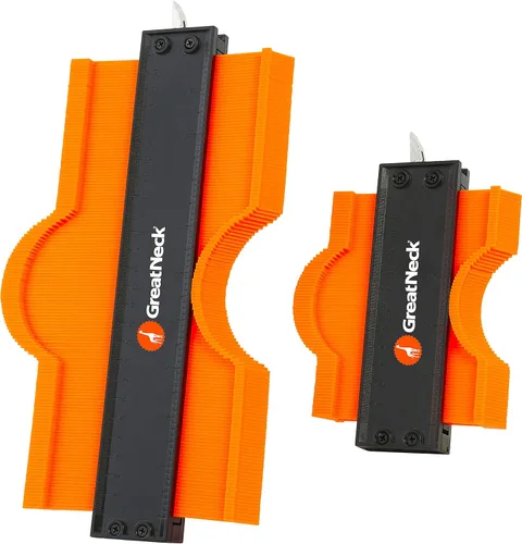 GreatNeck - Juego de medidores de contorno, herramienta de calibre de contorno de 5 y 10 pulgadas con cerradura, hecho de plástico ABS de alta