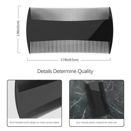 Miniatura 3 de Paquete de 5 peines de bolsillo de doble cara para cabello, barbas y bigotes, dientes finos y gruesos, peine diario para desenredar nudos, cuidado