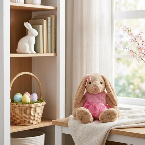 Miniatura 3 de HollyHOME Conejo de ballet de peluche de conejo en vestido de gasa lindo conejo de Pascua muñeca para niños 21 pulgadas rosa