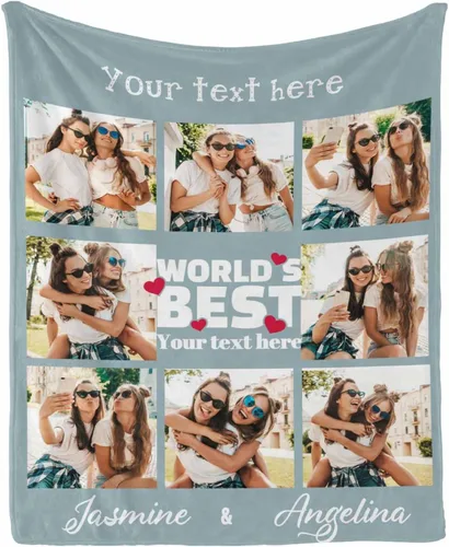 Miniatura 23 de InterestPrint Manta personalizada con texto y fotos, collage, regalo personalizado para cumpleaños, aniversario, boda, regalo personalizado