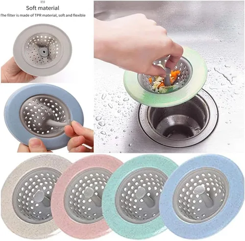 Miniatura 3 de Filtro de silicona para fregadero de baño, drenaje de ducha, colador de pelo de alcantarillado, 11 × 7,5 × 2.6 in, beige
