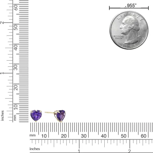 Miniatura 6 de Aretes de tuerca con forma de corazón con piedras preciosas de 0.236 in para mujer, en oro amarillo de 10 quilates con forma de corazón Lavari