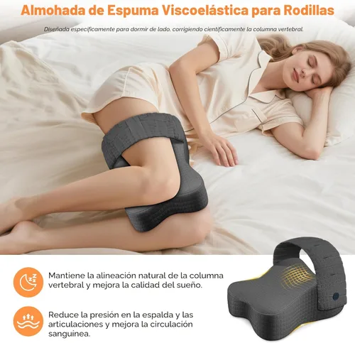 Miniatura 3 de Knee Pillow for Side Sleepers, Leg Pillow for Side Sleeping, Sciatica Pain Relief, Hip with Ergonomic Memory Foam – Large Grey Cushion for Thigh