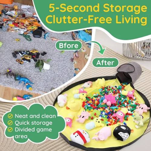 Miniatura 7 de Organizador de almacenamiento de juguetes para sala de juegos, contenedor plegable de 13 pulgadas de ancho x 16.5 pulgadas de alto con tapete