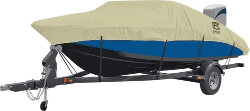 Miniatura 6 de Classic Accessories DryGuard - Cubierta impermeable beige para barco, 20' - 22' de largo x 106" de ancho, cubierta de barco remolque, modelo E, tela