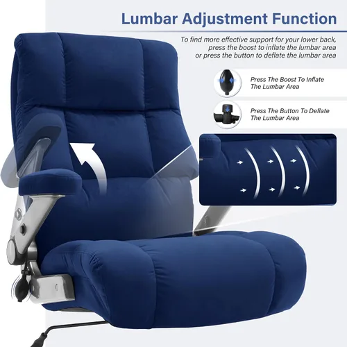 Miniatura 6 de Silla de oficina grande y alta, 700 libras, silla de escritorio ejecutiva con soporte lumbar ajustable, brazos abatibles 3D, ruedas silenciosas