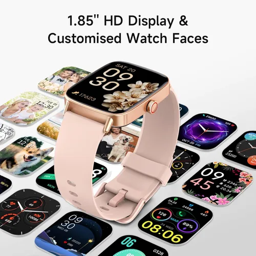 Miniatura 7 de Reloj inteligente para mujer, reloj inteligente HD de 1.85 pulgadas, compatible con iPhone/Samsung/Android (respuesta/hacer llamadas), más de 100
