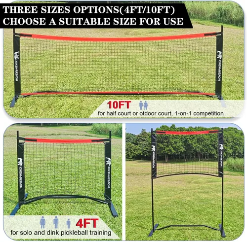 Miniatura 6 de Hoverphenix 10FT Mini Pickleball Net, 4FT Adjustable Height Dink Training Rebounder Net with Paddles Set of 2, Pickleballs and Carry Bag for Outdoor