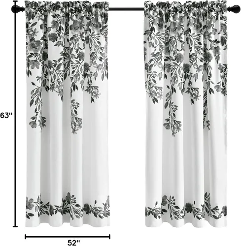 Miniatura 8 de Lush Decor Tanisha - Cortinas para oscurecer la habitación, diseño floral de vid impreso, juego de paneles de ventana (par), 52 pulgadas de ancho x