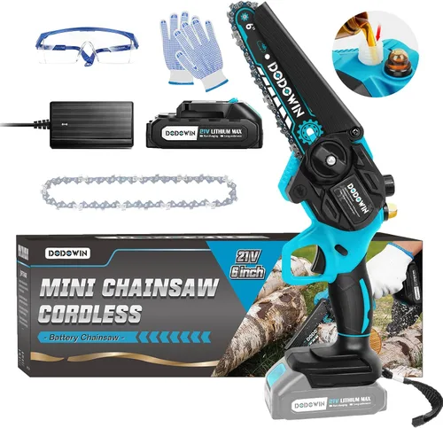 dodowin Mini motosierra de 6 pulgadas, regalos del día del padre para hombres, esposo, papá, motosierra eléctrica inalámbrica recargable, motosierra
