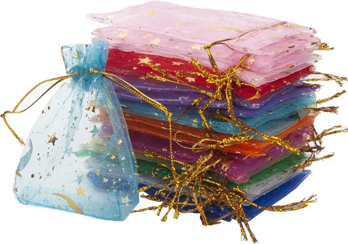 Miniatura 11 de 100 bolsas de organza rosa, bolsas de regalo con cordón transparente de 2 x 3 pulgadas para joyas, aretes, bodas, fiestas, recuerdos de Navidad