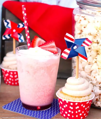 Miniatura 6 de ALINK Pajitas de papel con bandera estadounidense, rojo, azul y blanco, 100 pajitas biodegradables a rayas/estrellas para el Día de los Caídos, 4