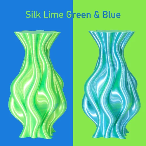 Miniatura 2 de MIKA3D Filamento PLA de seda 3D de coextrusión de doble color de 1 kg (2.2 lbs), azul zafiro brillante, verde lima, 2 colores en 1 material 3D, 1