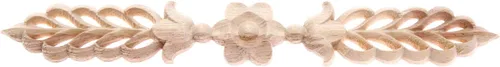 Miniatura 2 de Paquete de 4 apliques de madera para muebles, 9.6 x 1.4 in/9.65 x 1.38 pulgadas, calcomanías laterales centrales de flores de hojas para gabinete