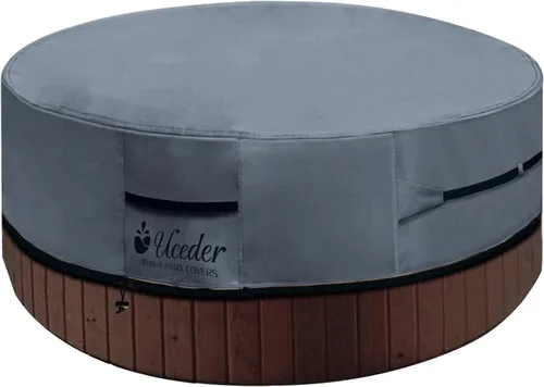 Miniatura 9 de Cubierta redonda para bañera de hidromasaje, impermeable al aire libre (83 x 20 pulgadas), protector de poliéster 600D resistente para bañera