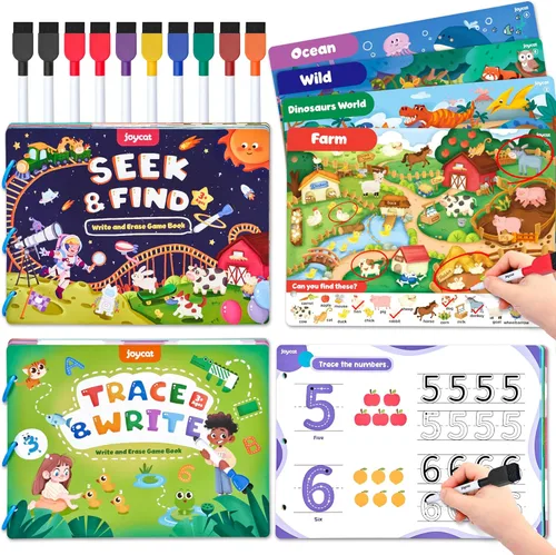 Miniatura 10 de JoyCat Actividades de Aprendizaje Preescolar 48 Páginas Reutilizables, Práctica de Escritura a Mano para Niños Pequeños, Libros de Trabajo