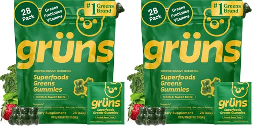 Miniatura 11 de Gruns - Gomitas multivitamínicas Super Greens para adultos, superalimento de vitaminas con espirulina, clorella, fibra prebiótica para la salud