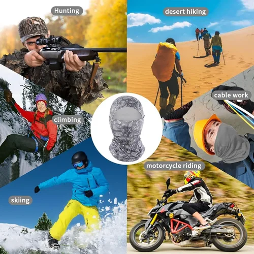 Miniatura 7 de Achiou - Pasamontañas, máscara facial, para hombres o mujeres, máscara de cara completa con capucha, para nieve, motocicleta, correr, clima frío