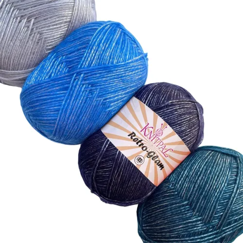 Miniatura 24 de Retro-Glam Hilo Metálico para Crochet, Paquete de 4 (1280 Yardas / 14.11 Onzas), Patrones Gratuitos - Hilo Brillante para Tejer - Peso Ligero 3 DK