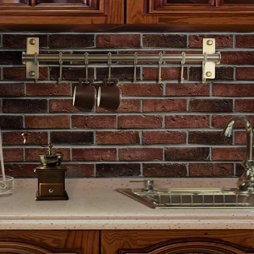 Miniatura 4 de Dseap Soporte para utensilios de cocina, soporte de pared para ollas y sartenes, riel de cocina con 8 ganchos para colgar utensilios de cocina