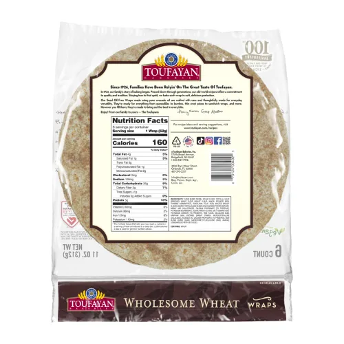 Miniatura 2 de Toufayan - Envolturas de tortilla de trigo integral Vegano Sin colesterol Kosher (paquete de 3, 18 envolturas en total)