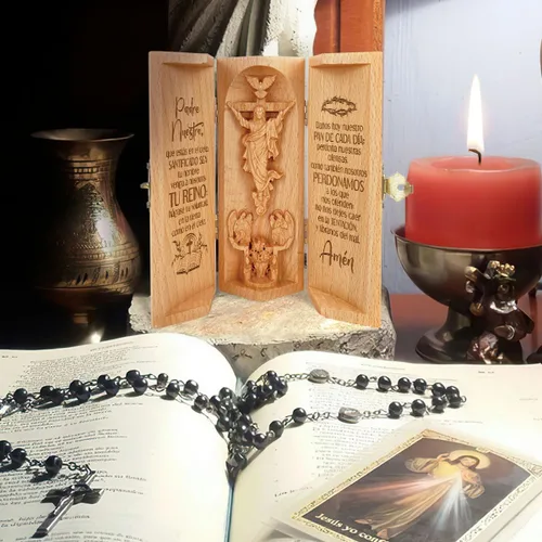 Miniatura 6 de Jesuspirit - Decoración cristiana, estatuas católicas de madera, escultura Familia de Belén, Estatua de Jesús, Estatua de la Virgen María, 2-B