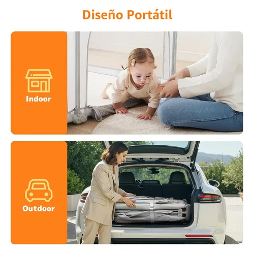 Miniatura 7 de Corralito plegable para bebés con alfombra, corralito de 71 x 59 pulgadas para bebés y niños pequeños, corral de juegos plegable grande, patio