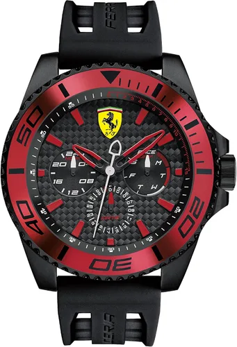 Scuderia Ferrari Estuche XXX KERS negro ionizado para hombre y correa de silicona negra (modelo 0830310), Negro -, Reloj analógico, reloj de cuarzo,