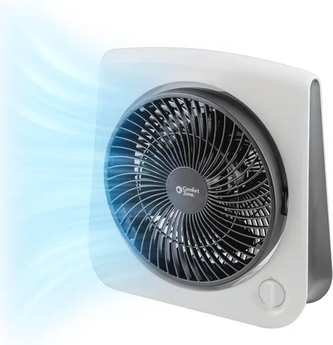 Comfort Zone Ventilador de mesa Turbo con cabezal ajustable de 180 grados, 10 pulgadas, 3 velocidades, inclinación ajustable, ideal para el hogar,