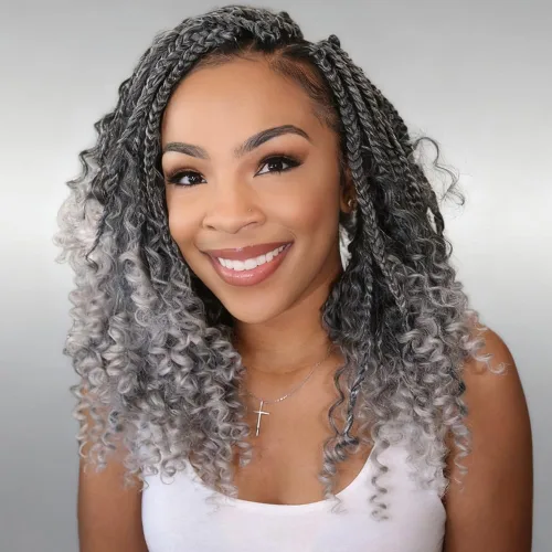 Miniatura 32 de Goddess Box Braids 1B3330 - Trenzas de ganchillo bohemias de 10 pulgadas para mujeres negras, paquete de 7 paquetes de trenzas bohemias preenlazadas