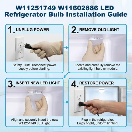 Miniatura 3 de Popbee W11251749 Bombilla para refrigerador W11602886 Luz LED Sustituye AP7192759 W11449273 W11549780 W11520324 W11468934 para Whirlpool Kenmore