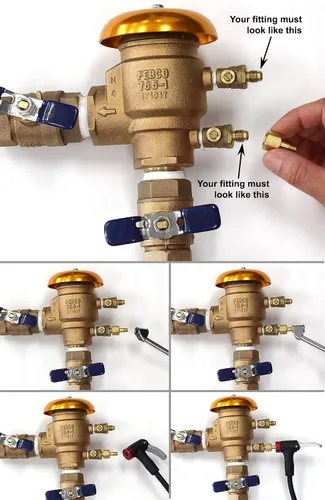 Miniatura 2 de Válvula Schrader a accesorios SAE de 45 grados Adaptador para prevenir reflujo de invierno y disyuntor de vacío de presión (PVB) para sistema
