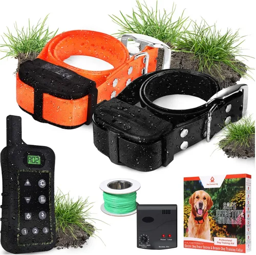 Sistema inalámbrico para cercas para perros, entrenamiento de collar de choque eléctrico con control remoto, sistema de contención de mascotas con
