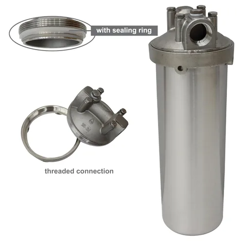 Miniatura 4 de TECHTONGDA Carcasa de filtro para sistema de filtración de agua Acero inoxidable 1/2 pulgada NPT para cartucho de filtro largo de 10 pulgadas 72psi