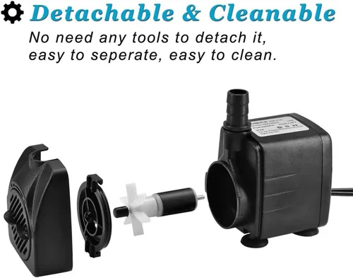 Miniatura 3 de DOMICA Bomba de fuente ultra silenciosa de 220 GPH (15 W 800 L/H), pequeña bomba sumergible para estanque, característica de agua, acuarios