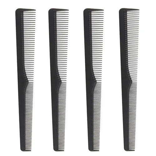 Peines de barbero de fibra de carbono de alta calidad, paquete de 4, peine de barbero resistente al calor, 7.3 pulgadas, ideal para uso doméstico y