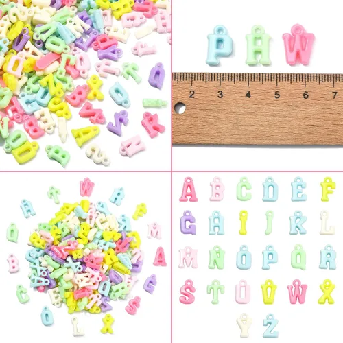 Miniatura 2 de LiQunSweet 1000 piezas de acrílico opaco con letras mixtas del alfabeto, dijes iniciales para aretes, collares, pulseras, llaveros, joyas