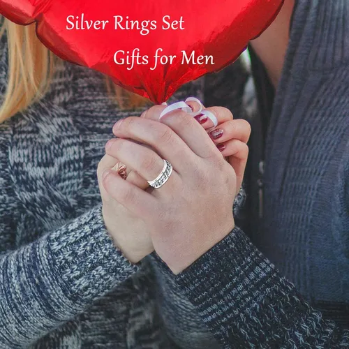 Miniatura 3 de Ronglry 4 anillos giratorios de acero inoxidable de titanio para mujeres y hombres, anillos negros para el estrés y la ansiedad para anillos