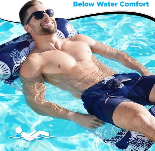 Miniatura 5 de Waterlife - Paquetes de 2-3-4 hamacas de piscina 4 en 1, flotador de silla de piscina inflable, hamaca de agua