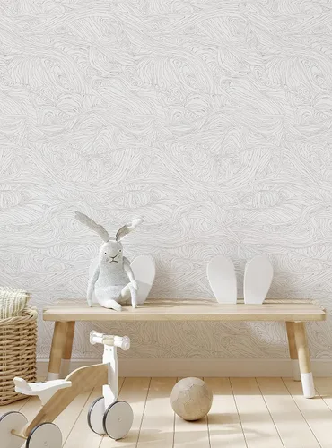 Miniatura 3 de Papel tapiz autoadhesivo de ondas de grano de madera (una sola hoja, 2 x 9 pies, gris)