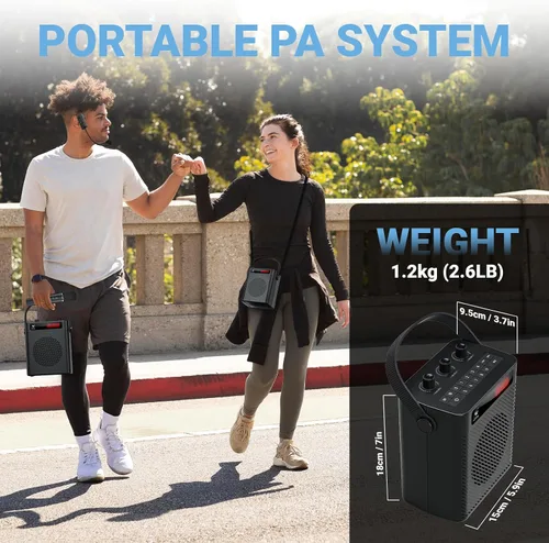 Miniatura 5 de Amplificador de voz, micrófono inalámbrico, micrófono de mano, micrófono portátil de 40 W y altavoz, sistema de karaoke inalámbrico, altavoz