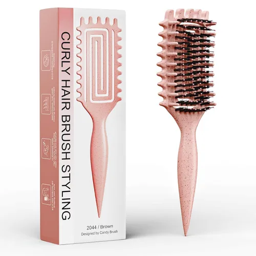Cepillo para definir rizos, cepillo para cabello rizado con engranaje lateral para peinar, dar forma y estilizar el cabello rizado, cepillo de