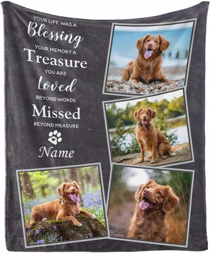 Miniatura 10 de in Loving Memory of Dog - Manta de memoria personalizada de collage de fotos de mascotas, manta suave y manta de 30 x 40 pulgadas, regalo
