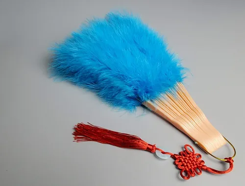 Miniatura 2 de Happy Feather Abanico de mano con plumas de marabú, estilo vintage de los años 1920, para disfraz y baile - Azul Ácido