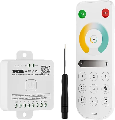 Miniatura 10 de BTF-LIGHTING RB3 2.4G Mando a distancia inalámbrico táctil RF para tira de luces LED RGB RGBW de persecución SPI, control de 4 zonas compatible