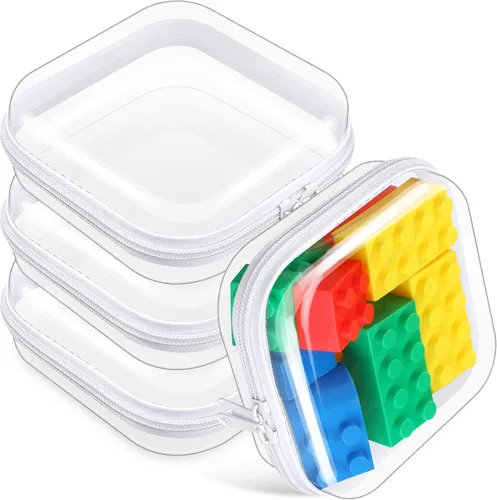 Miniatura 25 de Hoolerry 4 piezas de estuches rígidos transparentes con cremallera, bolsas de maquillaje, estuche de plástico para lápices, contenedores de caja