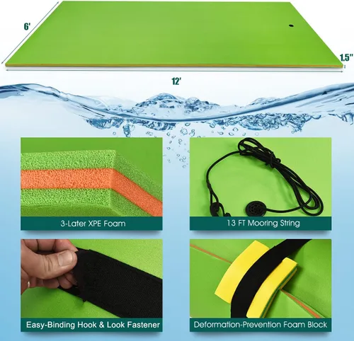 Miniatura 3 de GYMAX Floating Water Mat Verde
