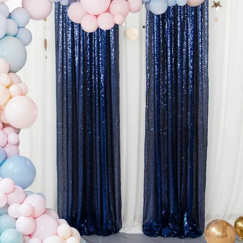 Miniatura 30 de ShiDianYi Fondo de fotos de lentejuelas azules de 4 x 6 pies, fondo de fotografía de fiesta/graduación, cabina de fotos de boda, telón de fondo